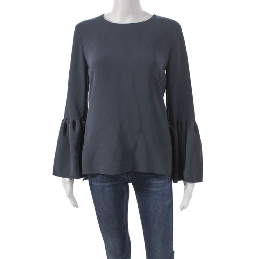 Charlotte Brody Women Basic Blue Long Sleeve Round Neck Blouse Size S
